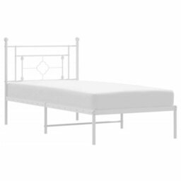 Berkfield Metal Bed Frame Without Mattress With Headboard White 100X200Cm - thumbnail 2