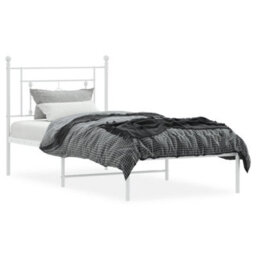 Berkfield Metal Bed Frame Without Mattress With Headboard White 100X200Cm - thumbnail 3
