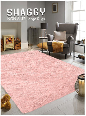 Ameha Pink Non Slip Shaggy Rug Large Area Bedroom 160X230 Cm Carpet Super Soft Living Room Rugs - image 1