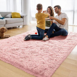 Ameha Pink Non Slip Shaggy Rug Large Area Bedroom 160X230 Cm Carpet Super Soft Living Room Rugs - thumbnail 4