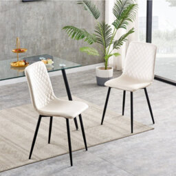 MCC Direct Dining Chairs Velvet Fabric Lexi Set Of 2 Beige By Mcc
