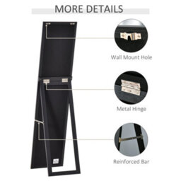 Homcom Full Length Mirror, Floor Standing Or Wall-Mounted Long Mirror, Black - thumbnail 6