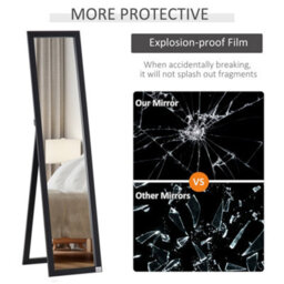 Homcom Full Length Mirror, Floor Standing Or Wall-Mounted Long Mirror, Black - thumbnail 7