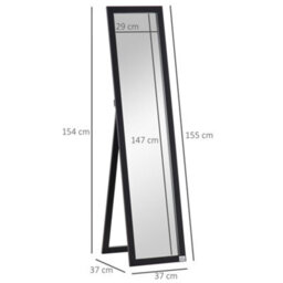 Homcom Full Length Mirror, Floor Standing Or Wall-Mounted Long Mirror, Black - thumbnail 3