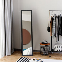 Homcom Full Length Mirror, Floor Standing Or Wall-Mounted Long Mirror, Black - thumbnail 1