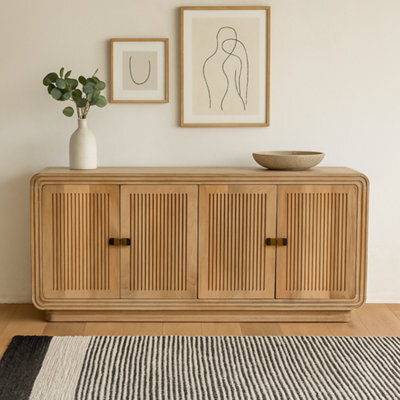 Wyld Haus Arizona Carved Natural Mango Wood 4-Door Sideboard - image 1