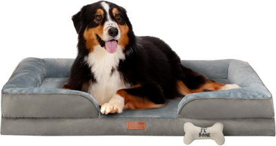 Fur & Bone Orthopedic Dog Bed Extra Large 112 X 80 X 20 Cm - Washable Plush Velvet Pet Bed With Memory Foam Cushion And Non-Slip Base - image 1