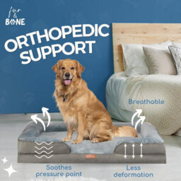 Fur & Bone Orthopedic Dog Bed Extra Large 112 X 80 X 20 Cm - Washable Plush Velvet Pet Bed With Memory Foam Cushion And Non-Slip Base - thumbnail 5