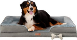 Fur & Bone Orthopedic Dog Bed Extra Large 112 X 80 X 20 Cm - Washable Plush Velvet Pet Bed With Memory Foam Cushion And Non-Slip Base - thumbnail 1