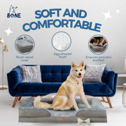 Fur & Bone Orthopedic Dog Bed Extra Large 112 X 80 X 20 Cm - Washable Plush Velvet Pet Bed With Memory Foam Cushion And Non-Slip Base - thumbnail 2