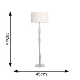 Valuelights Victoria Candlestick Grey Wood Floor Lamp With Cream Boucle Drum Shade - thumbnail 6
