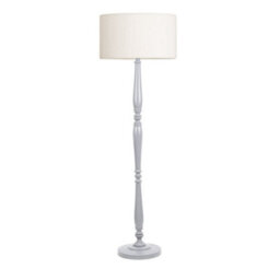 Valuelights Victoria Candlestick Grey Wood Floor Lamp With Cream Boucle Drum Shade - thumbnail 2