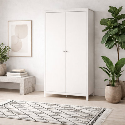 Wyld Haus Gossmere White 2-Door Wooden Wardrobe With Silver Handles 1990X1021X584mm - image 1