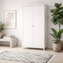 Wyld Haus Gossmere White 2-Door Wooden Wardrobe With Silver Handles 1990X1021X584mm - thumbnail 1
