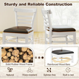 Gainoom Wooden Dining Chair White Set Of 2 Pu Leather Upholstered Kitchen Armless Chairs W/ Padded Seat - thumbnail 8