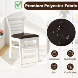 Gainoom Wooden Dining Chair White Set Of 2 Pu Leather Upholstered Kitchen Armless Chairs W/ Padded Seat - thumbnail 9