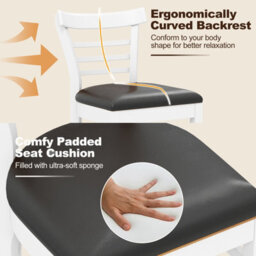 Gainoom Wooden Dining Chair White Set Of 2 Pu Leather Upholstered Kitchen Armless Chairs W/ Padded Seat - thumbnail 7