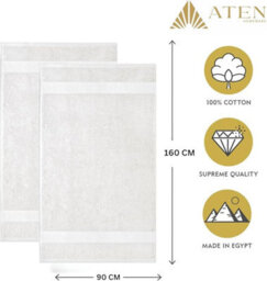 Aten Homeware White Egyptian Cotton Bath Towels - 90X160Cm -  2 Pack - thumbnail 3