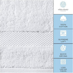 Aten Homeware White Egyptian Cotton Bath Towels - 90X160Cm -  2 Pack - thumbnail 5