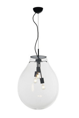 Luminosa Lighting Luminosa Azuma 3 Light Pendant Ceiling Light Transparent 48X69.5Cm - image 1
