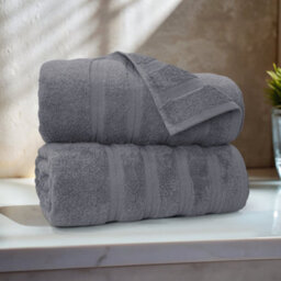 Casabella Bath Sheets 90X180 Cm 2 Pc Premium Quality 100% Combed Cotton 650 Gsm Bathsheet Set Quick Dry Towels Grey