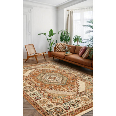 Melrose Persian Inspired Traditional Orange Colours Medium Indoor Area Rug 120/180Cm - image 1