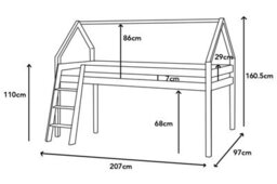 Kids Mid Sleeper Cabin Loft Bed With Underbed Storage Space - Solid Pine In White - thumbnail 9