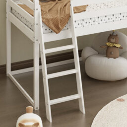 Kids Mid Sleeper Cabin Loft Bed With Underbed Storage Space - Solid Pine In White - thumbnail 4