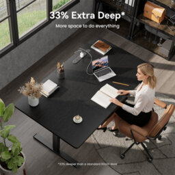 Electric Standing Desk With Power Outlets, 120 X 80 Cm Sit Stand Desk With 2 Drawers, Usb Ports, Height Adjustable, Black - thumbnail 2