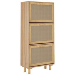Vidaxl Shoe Cabinet Brown 52X25X115 Cm Engineered Wood&natural Rattan - thumbnail 4