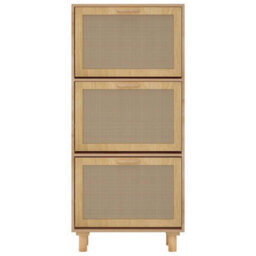 Vidaxl Shoe Cabinet Brown 52X25X115 Cm Engineered Wood&natural Rattan - thumbnail 5