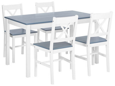 Wyld And Coco Nordicnest Dining Set 4 Seater White Solid Pine Wood 120 X 75 Cm - image 1