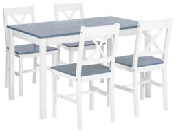 Wyld And Coco Nordicnest Dining Set 4 Seater White Solid Pine Wood 120 X 75 Cm - thumbnail 1