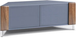 "Mda Designs Corvus Corner-Friendly Grey With Beamthru Glass Doors And Walnut Profiles Cabinet For Flat Screen Tvs Up To 50""" - thumbnail 7