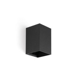 Luminosa Lighting Luminosa Lune Square Fluted Flush Wall Lamp Black 1X Gu10