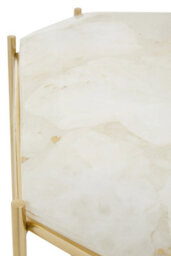 Orsina Marble Top White Side Table, Open Design Frame Bedside Table, Square End Table For Living Room, Lounge - thumbnail 5