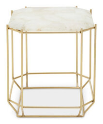 Orsina Marble Top White Side Table, Open Design Frame Bedside Table, Square End Table For Living Room, Lounge - thumbnail 1