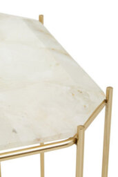 Orsina Marble Top White Side Table, Open Design Frame Bedside Table, Square End Table For Living Room, Lounge - thumbnail 3