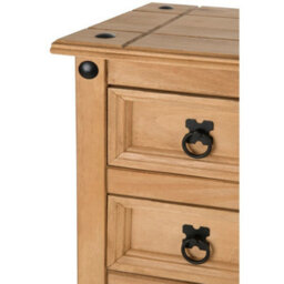 Narrow Solid Pine 6 Drawer Chest Mexican Rustic Bedside Storage Cabinet - thumbnail 5