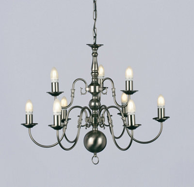 Luminosa Lighting Luminosa Flemish Pewter 9 Arm Chandelier