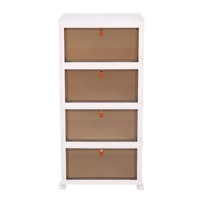 4 Tier Plastic Shoe Storage Box Tower Unit - image 1