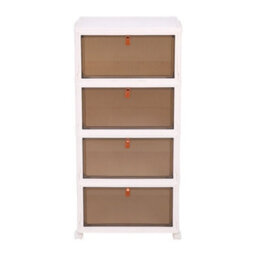 4 Tier Plastic Shoe Storage Box Tower Unit - thumbnail 1