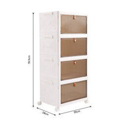 4 Tier Plastic Shoe Storage Box Tower Unit - thumbnail 2