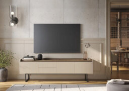 Arte Chic Sand Beige & Oak Lago 5 Tv Cabinet W1660mm H600mm D400mm - Stylish Storage, Modern Design - thumbnail 5