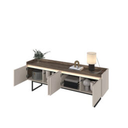 Arte Chic Sand Beige & Oak Lago 5 Tv Cabinet W1660mm H600mm D400mm - Stylish Storage, Modern Design - thumbnail 4