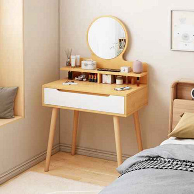 Dressing Table With Drawer Mirror, Makeup Desk Vanity Table Bedroom Storage Table - image 1