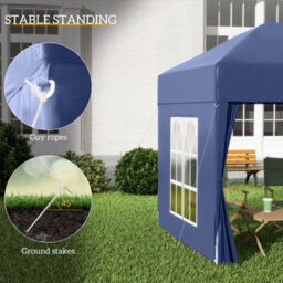 Outsunny 2X2M Pop Up Gazebo Canopy Marquee W/ Carry Bag, Blue - thumbnail 6