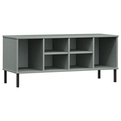 Berkfield Rustic Shoe Rack With Metal Legs Grey 106X35X45 Cm Solid Wood Oslo