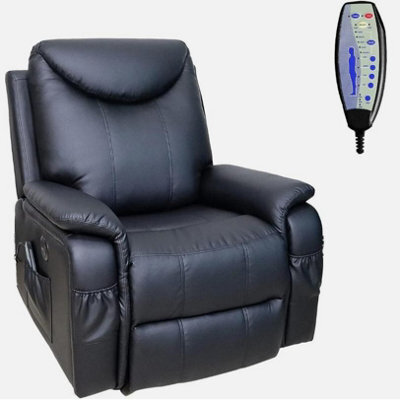 Leather Recliner Chair Electric Massage Sofa Armchair With 8 Point Heated Rockin - image 1
