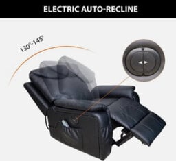 Leather Recliner Chair Electric Massage Sofa Armchair With 8 Point Heated Rockin - thumbnail 3